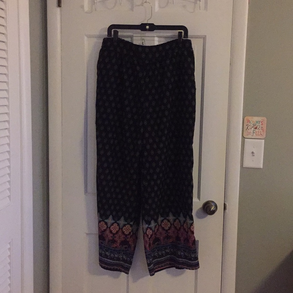 Patterned Wide Leg Dress Pants